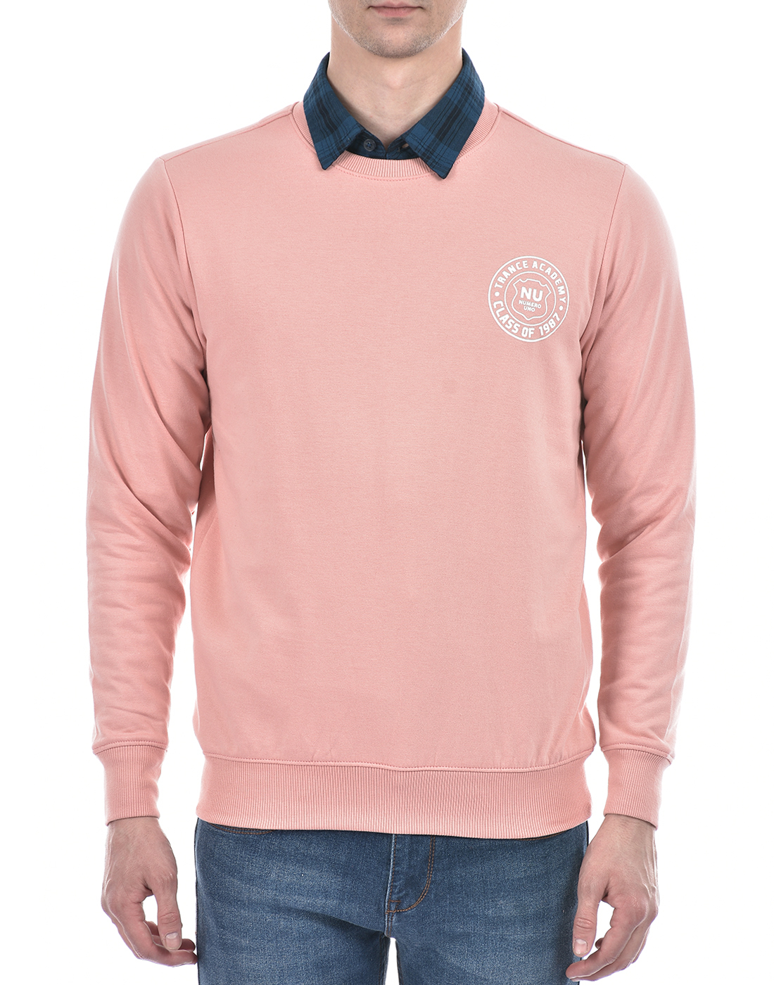 Numero Uno Men Abstract Pink Sweat Shirt